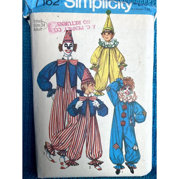Simplicity 7162 adult clown jester pantomime costume size small 34 - Picture 1 of 6
